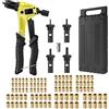 ESYNiC Kit 8 Rivettatrice Professionale con 100pz Rivetti Dadi M3 M4 M5 M6 Pinza Pistola Manuale a Rivetti Mandrini Dadi Rivettatrice per Inserti Filettati per Auto Rimorchi Mobili Industria - Giallo