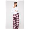 Tezenis Pantaloni Lunghi In Flanella Stampata Donna Rosso