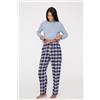 Tezenis Pantaloni Lunghi In Flanella Stampata Donna Blu