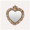 KeyHome Store Specchio a Cuore con Corona in Resina Oro H.30x27 cm