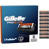 Gillette ProGlide Lamette di Ricambio per Rasoio da Uomo, 8 Ricariche, Progettato per una rasatura profonda, con striscia lubrificante