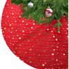 KONVINIT Gonna Albero Natale Tappeto Copri Base per Decorazioni Natalizie | rosso Peluche copri base albero natale Gonna albero di natale tappeto albero di natale gonna albero, copri piedistallo albero