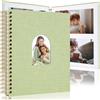 Vienrose Scrapbook Photo Album Linen Cover, Hardcover Kraft White Pages Memory Book, for Travel Wedding Guest Book Christmas Baby Shower Grass Green 28 Centimeter 40 Pages