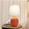 Mengjay Lampada da Tavolo Base in Ceramica Paralume in Stoffa,Creativa lampada da scrivania,E27 Lampada comodino Lampada da Notte per camera da letto soggiorno illuminazione decorativa (Arancione)