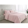 LARA MORADA Set Copripiumino Letto Made in Italy 100% Cotone Tinta Unita con patella e federe (Matrimoniale 2p Rosa)