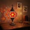 MOSLAND HOME Lampade da tavolo a mosaico turco, stile marocchino, fatte a mano, lampada da notte Tiffany e lampadina a LED (stella rossa e arancione)