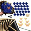 Wekuw 24 Pezzi Bouquet di Rose Glitterate Kit Fai da Te Rose Artificiali Fiori Finti per Decorazione, per Regali di San Valentino, Anniversario, Compleanno, Matrimonio, Lauree (Blu Reale)