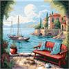 cukol cukol Kit Punto Croce da Ricamare Prestampato Completo, 11CT 40x40 cm | Quadro Paesaggio Costiero, Schemi Facili Principianti, Set Ricamo ha Aspetto Raffinato per Decorazioni Parete, Hobby Creativi