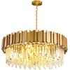 Effortsaving Lampadario Oro Cristallo, Lampada Da Soffitto Circolare In Cristallo Dorato per Camere Da Letto Soggiorni Cucine, Catene Regolabili e Illuminazione A Tre Colori(Size:40cm)