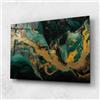 ARTHUB® Quadro in vetro 60x100 cm, 4mm temperato | Quadri moderni in vetro per soggiorno e camera da letto, decorazione da parete, arredamento d'interni, Astratti, Dark Green With Gold