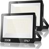 TASINUO Faretto LED da Esterno 200W 20000LM Faro LED Esterno 2 Pezzi | 6500K Bianca Fredda Luci da Esterno Impermeabile IP67, Super Luminoso Lampada da Esterno per Giardino Terrazza Garage Cortile
