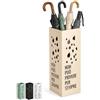PALUPLUS Portaombrelli alto in metallo traforato con Scritta NON PUO' PIOVERE PER SEMPRE, misura 16x16x49 cm, cesta rettangolare con struttura resistente, per interni ed esterni -3049C -6 (Beige)