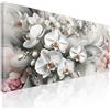 CheQuadro! Quadro per ingresso xxl, quadro su tela grande, Eleganti Orchidee Bianche Astratto Floreale, su tela, intelaiato pronto da appendere bow14-150x70 cm