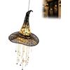 YueYue Decorazione Appesa Da Appendere A Forma Di Cappello Da Strega, Cappello Strega Luminoso LED Halloween con Stelle, Decorazioni Per Cappello，Nero