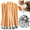 CZ Store stoppini per candele in legno X100 |+50 SUPPORTI IN FERRO|-✮ GARANZIA A VITA✮- stoppini legno per candele 13 CM- stoppini per candele fai da te in legno naturale ecologico