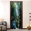 Generic Adesivo Per Porte 3D Per Porte Interne, Paesaggio Della Cascata Nella Junglea Impermeabile e Autoadesivo Verde in PVC Decorazione da Parete - per Camera da Letto, Soggiorno 90x210 cm