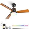 KZT Ventilatore da Soffitto con Luce e Telecomando RGB Dimmabile Plafoniera con Ventilatore, Alexa/App/Google, Timer, 6 Velocità, Silenzioso Ventilatore Plafoniera per Camera Da Letto Soggiorno Interni