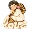 THUN, Angelo Amore su Scritta Love in Ceramica Decorata a Mano, Versione Media, Linea Angel Love, 9.7 x 5.8 x 10.9 cm h