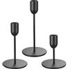 BOJIUKEJI 3 Pz Porta Candele da Tavolo Moderno, Portacandele Nero, Portacandele da Tavolo Coniche nero, Candelabro Vintage in Metallo Decorazioni per Casa, Centrotavola per Feste di Matrimonio(Stile a Tazza)