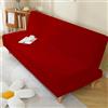 Surwin Copridivano Senza Braccioli 2/3 Posti Elasticizzato, Antimacchia Inverno Peluche Fodera per Divano Letto Lavabile Antiscivolo Pieghevole Clic Clac Copri Divano (120-150cm,Rosso)