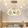 FDOIUTU Vintage Industrial Chandelier, Metal ciondolo, Arc Design, Star and Moon Pattern Projection ciondolo, Ceiling Lighting Suitable for Kitchen, Dining Room, Hallway (Cintura d'oro 3 palle)