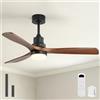 Sofucor Ventilatore da Soffitto con Luce, Dimmerabile 3CCT, Telecomando | 132 cm, 6 Velocità, Timer, DC Silenzioso Lampada Ventilatore Soffitto in Legno per Camera