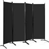Giantex Paravento per interni con 4 pannelli, divisorio pieghevole con telaio in ferro robusto, separatori per ambienti esterni, 220 x 55 x 173 cm (nero)