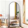 NEUWEABY Specchio a figura intera 141 x 40 cm, specchio da pavimento ad arco con supporto, specchio a tutto corpo dorato appeso o appoggiato alla parete per ingresso camera da letto, Nero