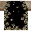 Kiatuniya Runner Natalizio Nero Centro Tavola Runner Oro Fiocchi di Neve 40x140 | Centrotavola Natalizio Runner Centrino Moderno Elegante Natalizi per la Tavola Lavabile per Cucina Decorazione