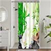 Uiiooazy Tenda Doccia Antimuffa 90x180cm Spa Bambù Zen Pietra Nero Grigio | Tenda da Doccia Foglie Verde Giapponese Orchidea Impermeabile Tessuto in Poliestere Lavabile per Vasca da Bagno con 6 Anelli