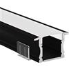 Alumino Profilo in alluminio a LED nero, 200 cm, profilo da incasso, copertura opale, per strisce LED da 12 mm, principale