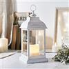 Lights4fun - Lanterna In Plastica Bianca ad Effetto Consumato con Candela LED a Pile