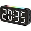 HOMVILLA Sveglia Digitale LED con Luce Notturna a 9 Colori, 2 Allarmi, Snooze, Regolazione Luminosità e Volume, Orologio Corrente AC con Adattatore