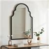 [en.casa] Specchio da Parete 90 x 60 cm Specchio da Bagno Camera da Letto Cornice Rettangolare e Linee Curve in MDF Nero