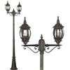 BAKAJI Lampione Vittoriano Classico da Giardino in Alluminio Lampada Lanterna Colore Grigio Finitura Anticata Color Ottone IP44 E27 (2 Luci 200 cm)