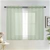 DWCN Tende corte in voile, 145 cm, colore verde, trasparente, ariose e traslucide, per soggiorno, moderne, con passante, per camera da letto, cameretta dei bambini, cucina, set da 2 pezzi, larghezza