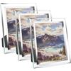 Cinnani Cornice Foto 20 x 25, Cornice Trasparente set di 3, Argento in Vetro, Cornice Personalizzata Con Foto per Casa, Ufficio, Matrimonio, Regalo