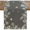 Kiatuniya Runner Natalizio Grigio Centro Tavola Runner Bianco Fiocchi di Neve 40x140 | Centrotavola Natalizio Runner Centrino Moderno Elegante Natalizi per la Tavola Lavabile per Cucina Decorazione