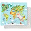 decalsweet Tappeto Gioco Bambini 150×180cm, Addensato 2cm Tappeto Gioco Neonato, Antiscivolo Tappeto Cameretta Bambina & Bambino, Pieghevole Tappeto Tummy Time Neonati (Mappa del Mondo Animale)