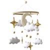 BABYLEDO Mobile per lettino con scatola regalo, acchiappasogni, campanella, legno, decorazione per la cameretta dei bambini, ideale come regalo per nascita di compleanno (luna e stelle luminose,