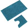 WohnDirect Set 2 tappeti bagno 70x120+45x45 Verde petrolio con WC | Duo grande formato con incavo per il water - valorizza con stile i bagni spaziosi