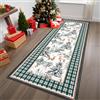 FairyStyle Tappeto natalizio verde, lavabile, per corridoio, 80 x 150 cm | renna natalizia, antiscivolo, a pelo corto, morbido, a prova di perdite, facile da pulire, per ingresso, camera da letto