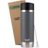 Campo Libre.® ANTO Tazza Termica - Termos Caffè Premium con Coperchio One-Touch, Thermos Caffe in Acciaio Inox a Doppia Parete, Mantiene le Bevande Calde per 6 h. Ideale per l'Auto. Grigio, 450ml