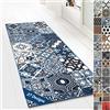 Floordirekt - Tappeto con motivo, passatoia a pelo fine, per cucina, corridoio e soggiorno, su misura, decorazione vintage ispirata all'Oriente, a griglia (80 x 500 cm, Newport)
