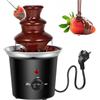 PORFOYO Fontana di cioccolato, 3 ripiani, set di fonduta di cioccolato, 60 W, capacità 300 - 400 g, macchina per fonduta di cioccolato, per famiglia, feste, compleanni, matrimoni, colore nero