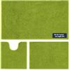 WohnDirect Set 3 tappeti bagno 70x120+50x80+45x45 Verde con WC | Dotazione completa con incavo per il water - copre doccia, lavabo e zona WC in modo coordinato