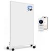 Hocosyme Pannello Radiante Infrarossi wifi 600W con Supporto e Rotelle | Stufetta Elettrica da Bagno Antimuffa Portatile per 6-12㎡ - Spostabile 120 °C in 1-3 Min, Timer 24h, App WLAN + Telecomando