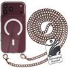 EAZY CASE Custodia con catena in metallo per iPhone 18 Pro Max, per MagSafe | Custodia per MagSafe, catena in metallo e cordino nero, custodia trasparente con anello magnetico, protezione contro le
