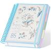 Qefuna Quaderno B5 a righe, 240 pagine, spirale, blocco note con 5 divisori, 100 g/m², quaderno B5 a righe, per donne e uomini, 18,8×26 cm, Blu