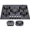 Generico PIANO COTTURA VETRO VETROCERAMICA NERO 90 CM INCASSO GAS METANO 5 FUOCHI GHISA